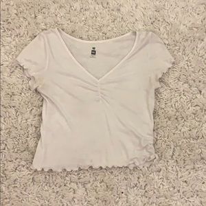 white ribbed short sleeve top from PACSUN